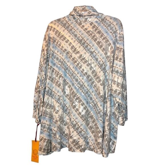NWT Ruby Rd Light Blue Grey Silver Stretch Material 3/4 Sleeves Cowl Neck Size2X - Picture 2 of 5